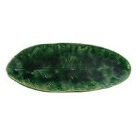 Patera Ceramiczna Liść Zielony Dekoracyjna Rękodzieło 33 cm