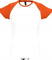 T SHIRT BLUZKA KOSZULKA DAMSKA 2XL BIAŁA Z POMARAŃCZEM BAWEŁNA SOL'S