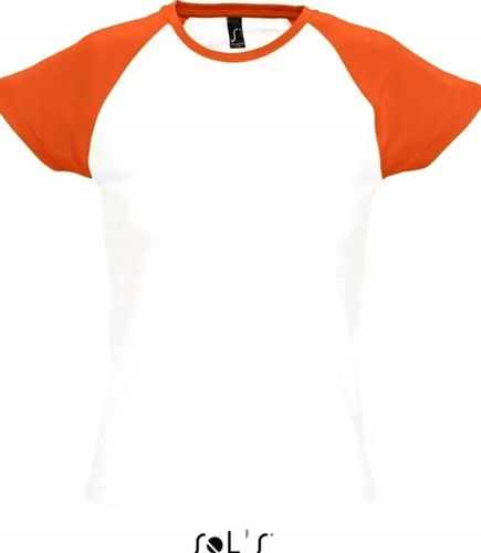 T SHIRT BLUZKA KOSZULKA DAMSKA 2XL BIAŁA Z POMARAŃCZEM BAWEŁNA SOL'S na Arena.pl
