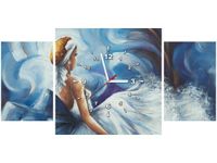 80X40CM ZEGAR BŁĘKITNA DAMA OBRAZ