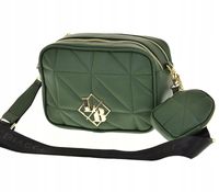 Laura Biaggi - torebka listonoszka przeszycia groszek ciemny zielony JS258