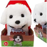 Interaktywny piesek biały - chodzi, szczeka i macha ogonem plusza