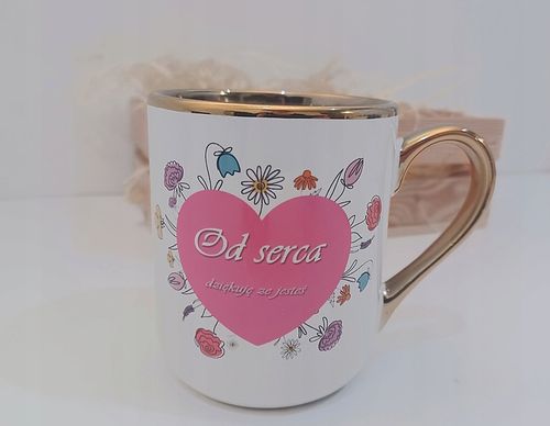 Kubek z Twoim nadrukiem ze złotym uchwytem zdjęcie prezent JESTEŚ ŚLICZNA na Arena.pl