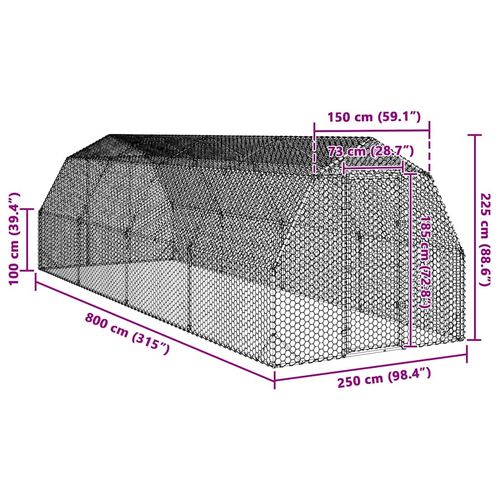 Kurnik dla kur, 2,5x8x2,25 m, stal na Arena.pl
