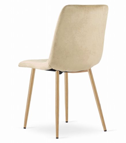 Krzesło LAVA - beż aksamit / nogi kolor drewna x 4 na Arena.pl