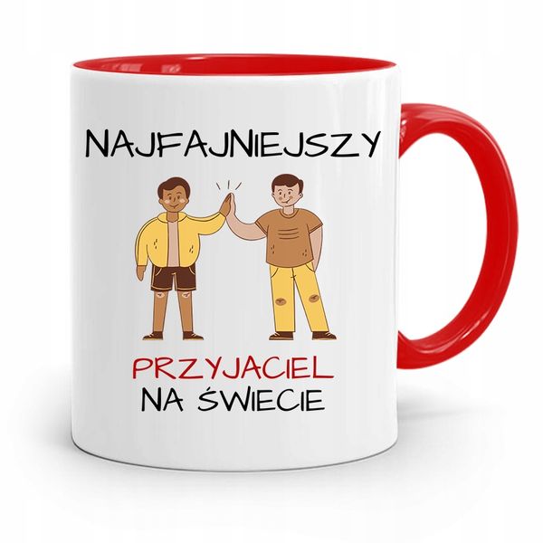 Kubek Czerwony Dla Przyjaciela Najfajniejszy Z Nadrukiem Ze Zdjęciem zdjęcie 1