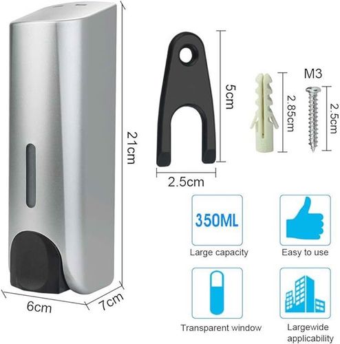 Dozownik Mydła Montowany na Ścianie 350 ml Srebrny na Arena.pl