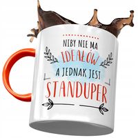 Kubek Pomarańczowy Dla Standupera Idealnego Z Nadrukiem Ze Zdjęciem