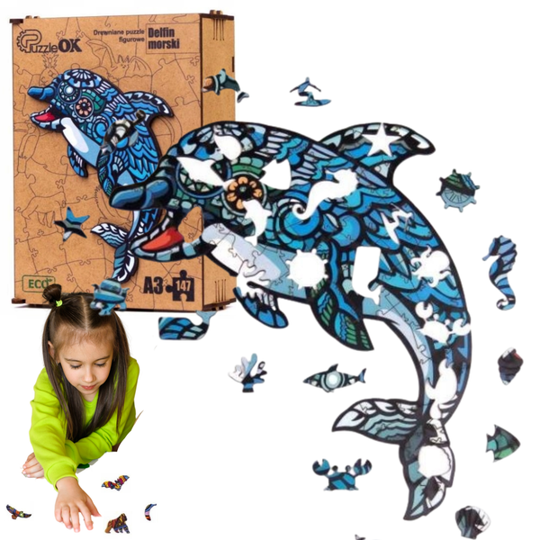 Puzzle Drewniane Eko 147 El. Delfin A3 Puza3-00716 zdjęcie 1