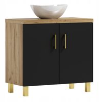 Szafka łazienkowa ROCO 50 dąb craft złoty/czarny z umywalką Eliza B (W5)
