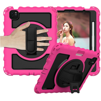 Etui Pancerne na iPad Pro 11 Cali Różowe z Podstawką i Paskiem na Ramię