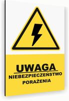 Tabliczka znak informacyjny 20x15 Biała RYZYKO PORAŻENIA Dibond NADRUK UV