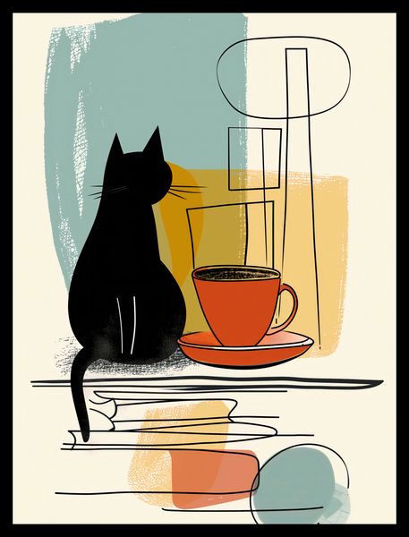 Plakat 30x40cm Kot i Kawa zdjęcie 2
