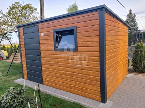 Schowek domek ogrodowy 3x2m drzwi okno jasny orzech drewnopodobny TKD369 na Arena.pl