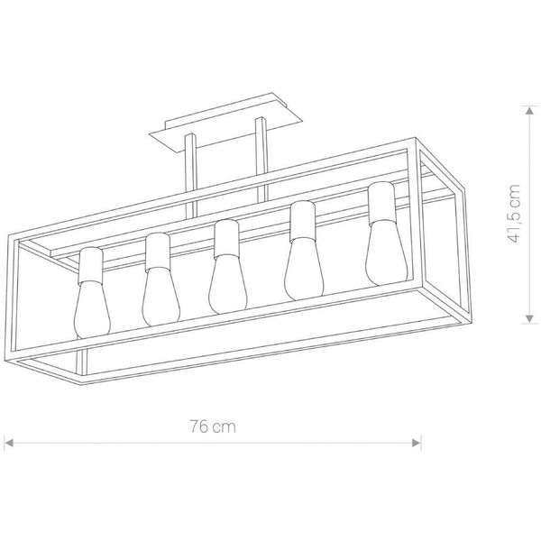 Industrialna LAMPA sufitowa CRATE 9047 Nowodvorski 5-punktowa OPRAWA prostokątny plafon klatka retro czarna zdjęcie 3