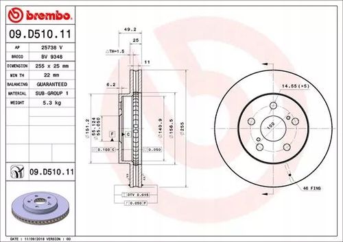 TARCZA HAM PRZOD 255X25 V BREMBO na Arena.pl
