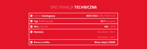 Żarówka LED kulka E27 230V 4W ciepła WW WOJ13032 SPECTRUM na Arena.pl