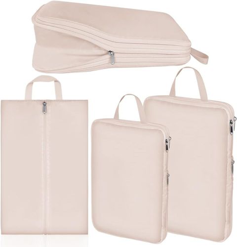 Zestaw 4 Organizerów Podróżnych do Walizki Beżowe Wodoodporne Torby Nylon na Arena.pl