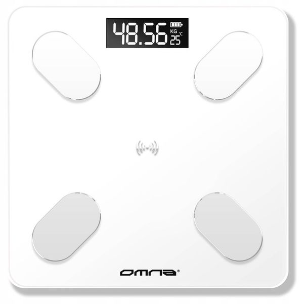 Inteligentna waga łazienkowa smart szklana OMNA aplikacja, miarka i baterie zdjęcie 14