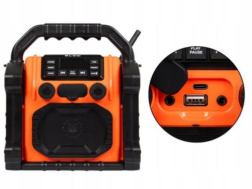 RADIO BUDOWLANE FM 20W RMS BLUETOOTH 5.1 POWERBANK USB-C AUX LED IP55 na Arena.pl