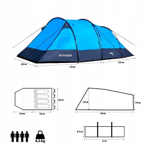 Namiot Turystyczny Kempingowy 4 Osobowy Wodoodporny Tropik Dwa Wejścia na Arena.pl