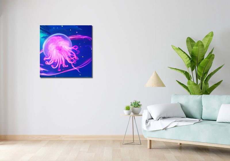 Obraz 70x70cm Neonowa Meduza zdjęcie 2