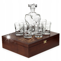 Komplet do whisky 6+1 "Konie" Szklanki Karafka łamana w drewnianej skrzynce