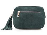 VERA PELLE torebka damska zamszowa listonoszka z paskiem V310 c.zielona