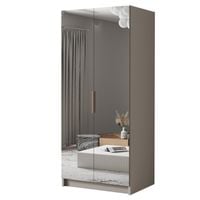 Szafa BODRUM III 100 cm z lustrem-pojemna garderoba-KASZMIR+ZŁOTY