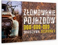 nadruk UV TABLICZKA reklamowa nierdzewna 40x30 SZYLD ZŁOMOWANIE POJAZDÓW