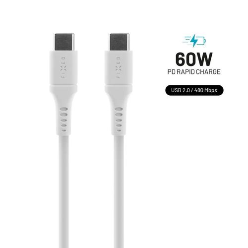 Kabel USB FIXED Kabel Liquid Silicone USB-C/USB-C 2m 60W biały na Arena.pl
