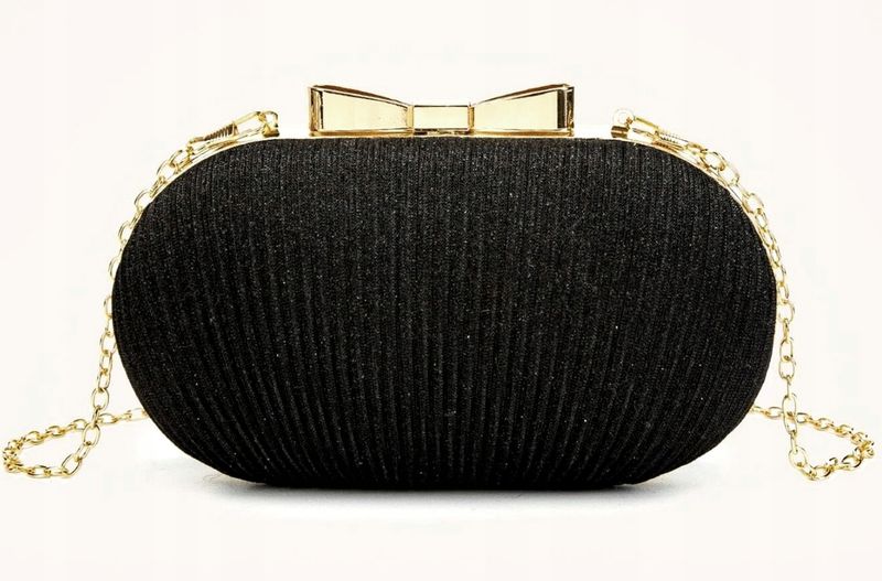 Czarna Torebka Wieczorowa Kopertówka Wizytowa Mała zdjęcie 11