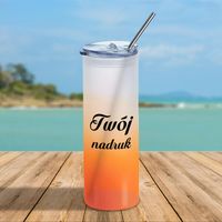 Kubek z matowego szkła pomarańczowy gradient - z Twoim nadrukiem