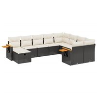 10-cz. zestaw wypoczynkowy do ogrodu, poduszki czarny rattan PE