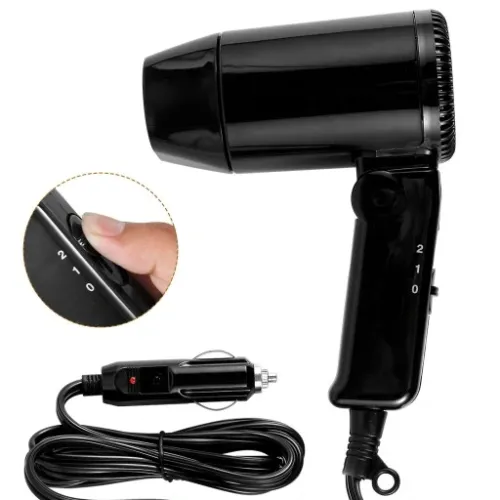 PRZENOŚNA SUSZARKA DO WŁOSÓW W SAMOCHODZIE, WTYCZKA ZAPALNICZKI, CZARNY na Arena.pl