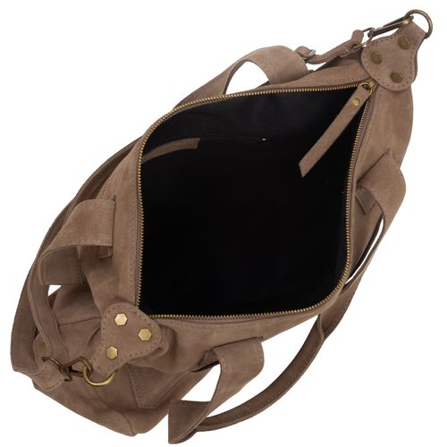 VERA PELLE torebka damska zamszowa shopper z paskiem na ramię V685 taupe na Arena.pl