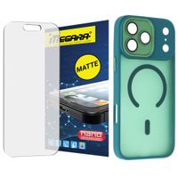 szkło hybrydowe do iphone 17 pro matowe + magsafe etui zielone tpu