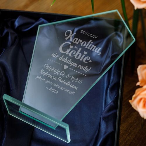 PODZIĘKOWANIA DLA ŚWIADKOWEJ STATUETKA SZKLANA PREZENT DLA ŚWIADKOWEJ ŚLUB na Arena.pl