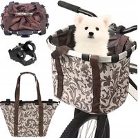 KOSZ ROWEROWY PRZEDNI KOSZYK NA KIEROWNICĘ UCHWYT TORBA SAKWA BRĄZOWY