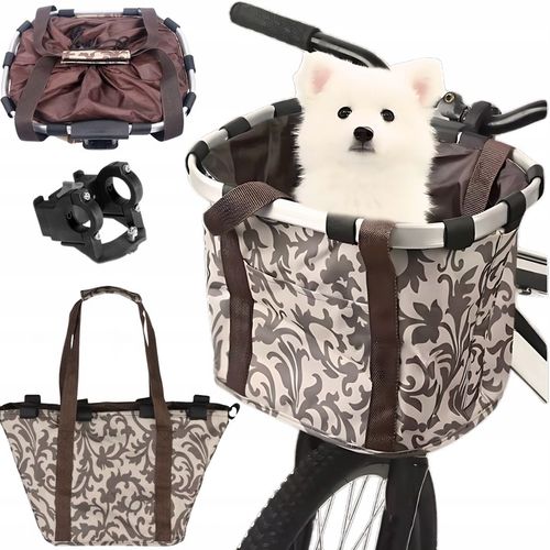 KOSZ ROWEROWY PRZEDNI KOSZYK NA KIEROWNICĘ UCHWYT TORBA SAKWA BRĄZOWY na Arena.pl