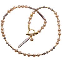 Naszyjnik - Różowe Perły hodowane i srebro złocone