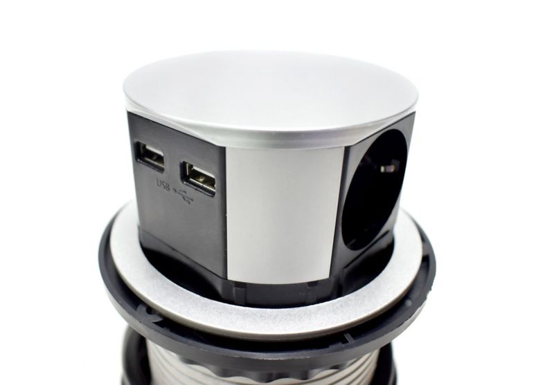 4-krotne gniazdo stołowe chowane z usb zdjęcie 3