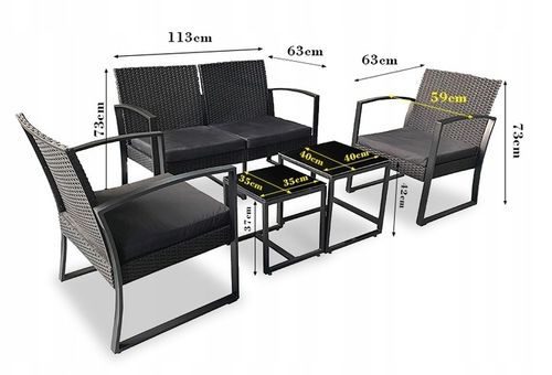 Zestaw mebli ogrodowych RODOS 5 elementów kanapa 2 fotele 2 stoliki na Arena.pl