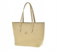 Laura Biaggi - duża elegancka torebka shopper beżowy groszek mat JS274