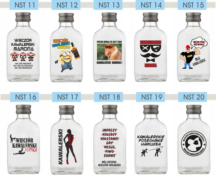 Butelka upominek na wieczór kawalerski BUTELKI Setki z nadrukiem UV napisem zdjęcie 2