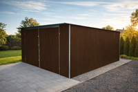 Garaż Blaszany 4x5 Brąz MAT – Spad na tył, Brama dwuskrzydłowa, Producent