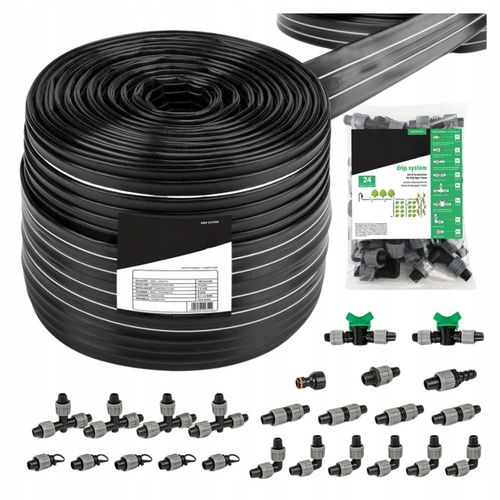 Taśma kroplująca + akcesoria 24 el. NAWADNIANIE KROPELKOWE wąż przewód 100m na Arena.pl