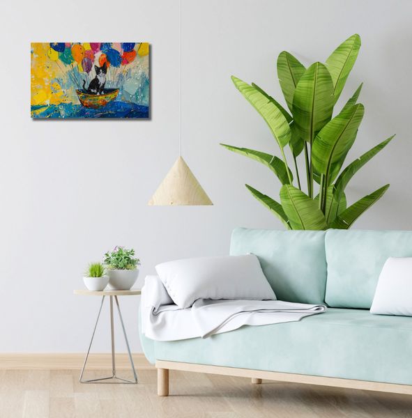 Obraz 50x30cm Kot na Łodzi zdjęcie 2