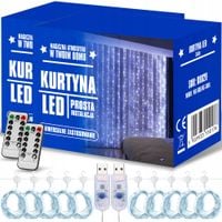 2X KURTYNA ŚWIETLNA LED LAMPKI ŚWIĄTECZNE CHOINKOWE GIRLANDA USB PILOT 3x3M