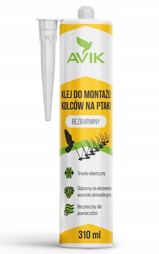 PROFESJONALNY BEZBARWNY KLEJ DO MONTAŻU KOLCÓW NA PTAKI GOŁĘBIE AVIK 310ML na Arena.pl